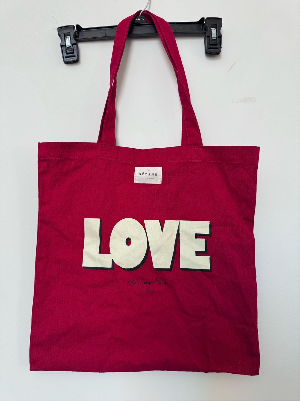 Sézane Red LOVE Tote, 100% Cotton